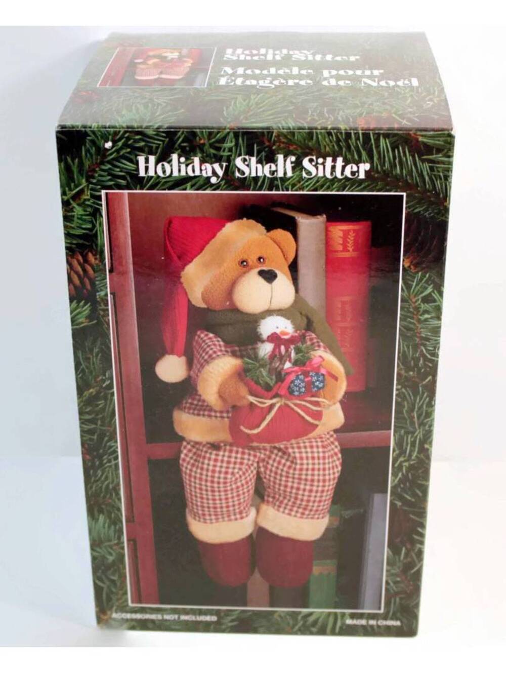 Christmas Shelf Sitter Plush 17" Teddy Bear with Santa Hat Original Box Costco